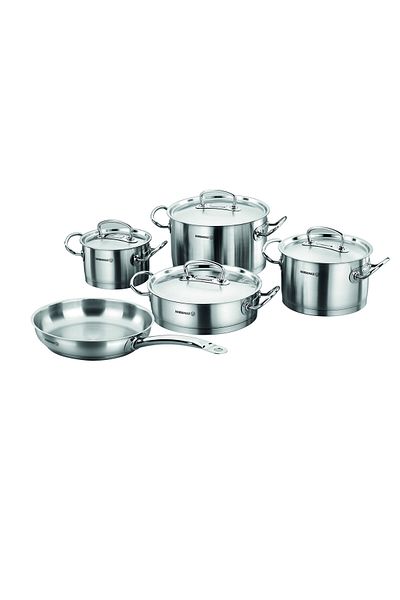 KORKMAZ Proline Stainless steel Cookware Set, 9 Pieces, capacity. 2.0 LT - 4.0 LT - 6.3 LT - 3.1 LT - 1.8 LT