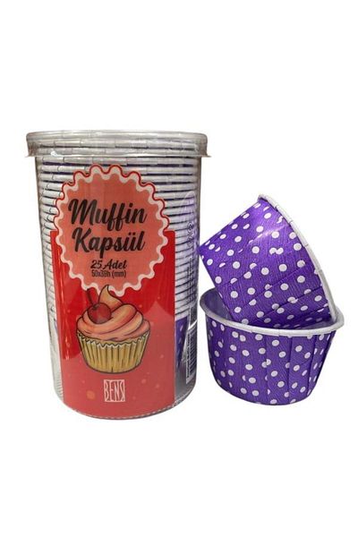 BENS Set of 25 Purple Polka Dot Cake Capsules Cupcake/Muffin/Suffle