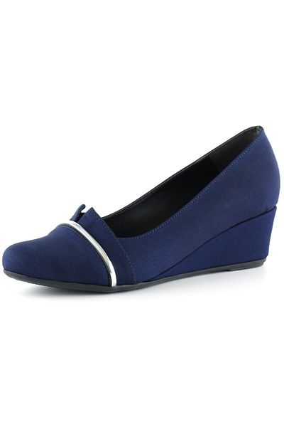 Erkan Saçmacı Παπούτσια Colel Navy Blue Crepe Wedge με τακούνι
