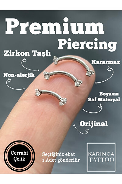 Karınca Piercing Taşlı Kaş Piercing Helix Rook Conch Bridge Lobe Surface Nipple Meme Ucu Snug Daith Anti Tragus Küpe