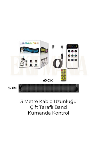 ekipmania Pixel Led Panel Telefon Kontrollü Cama Yapışan 60x12 cm