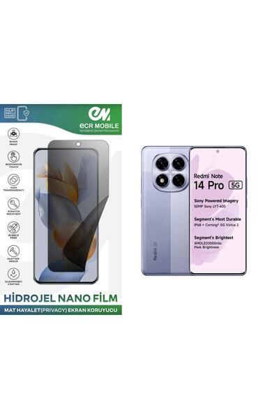 Ecr Mobile Redmi Note 14 Pro ile Uyumlu Hidrojel Nano Ekran Koruyucu Film HAY...