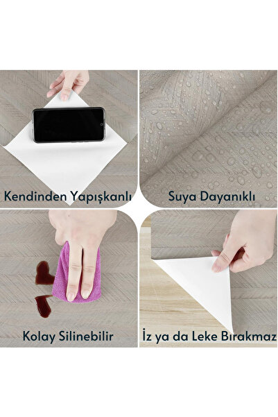 TechnoSmart 60×300cm Kendinden Yapışkanlı Balıksırtı Desenli Premium Duvar Kağıdı Masa Dolap Kaplama