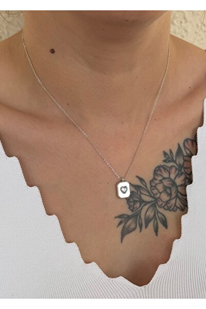 takıtarzım Zircon Heart Silver Women's Necklace