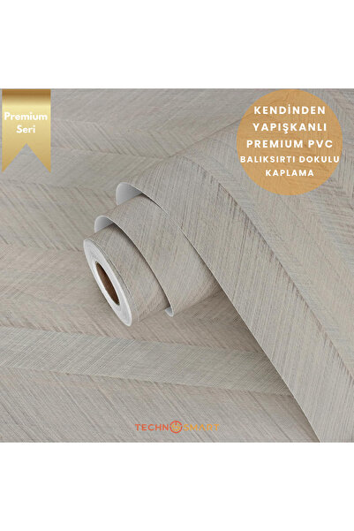 TechnoSmart 60×100cm Kendinden Yapışkanlı Balıksırtı Desenli Premium Duvar Kağıdı Masa Dolap Kaplama