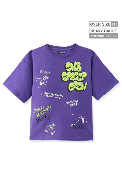 Pine kids تي شيرت باين كيدز من القطن بطبعة نصية - أرجواني