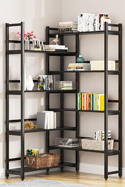 TOLIAHOME 8 Katlı Metal Köşe Kitaplık Aksesuar Rafı Çok Amaçlı Raf