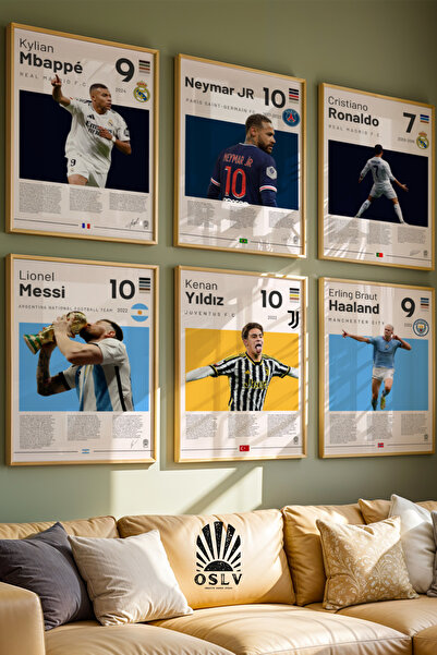 Osliva Shop 6'lı Futbolcu Poster Seti, Çerçevesiz Poster, Futbolcu Posteri, H...