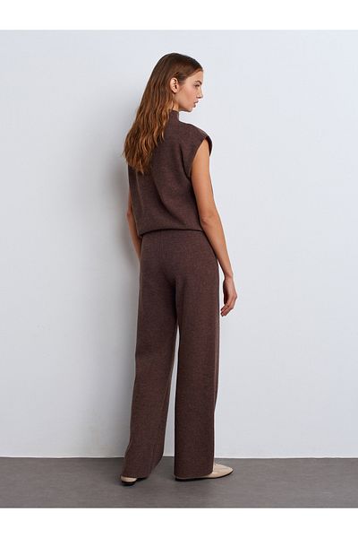 Dilvin 71819 High Waist Pants-Coffee M.
