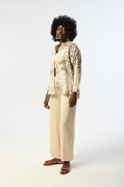 Orfeo Negro Women's Leopard and Flower Patterned Shirt