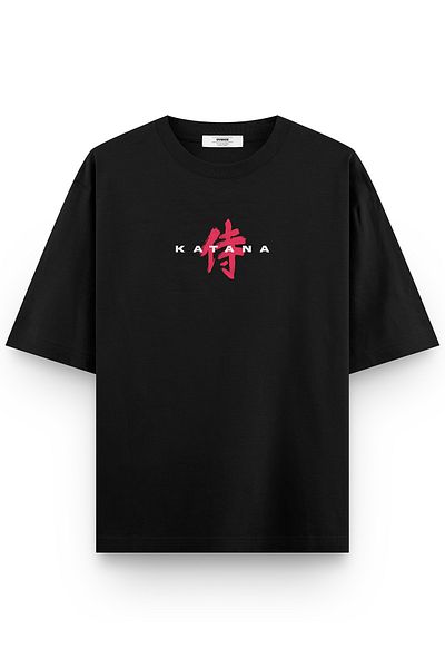 Overoz Μπλουζάκι Unisex με στάμπα Katana Μαύρο Oversize - 1363