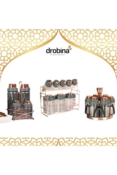 drobina Set of spice boxes, lubricants and salts grey
