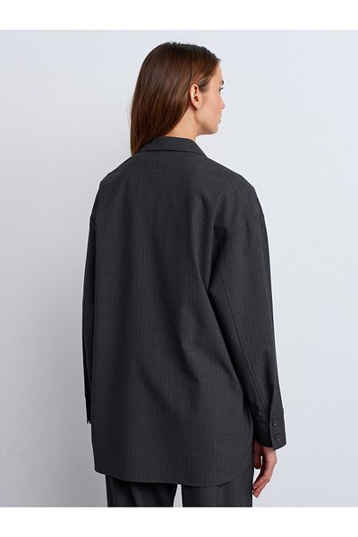Dilvin 50494 Gray Pinstripe Shirt Jacket