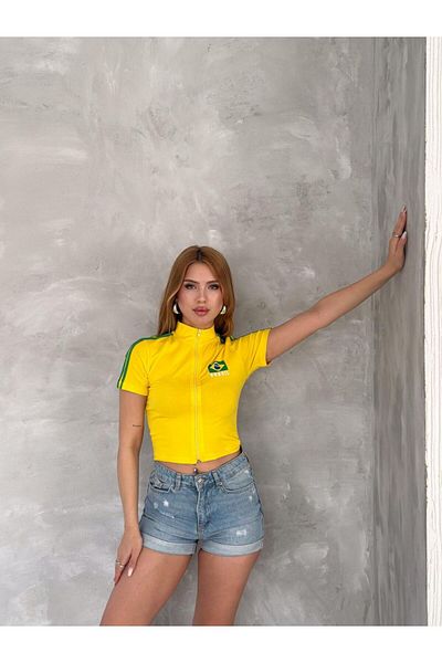 Touz Moda Κοντομάνικο κορμάκι μπλούζας Brazil με φερμουάρ