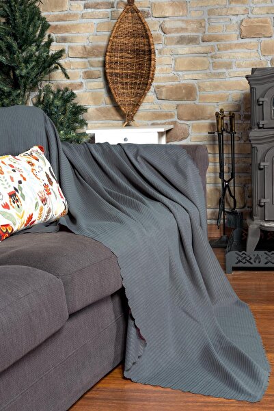 Latuda Home Шеніл Фитіль Мінімалістичний Чохол для Дивана -175x300 см Великий, Двосторонній, Нековзний, Не ковзає Сірий