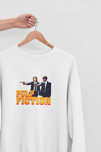 qoeuyl boutique Pulp Fiction τυπωμένο αστείο διασκεδαστικό δώρο Unisex 100% βαμβακερό φούτερ με λαιμόκοψη