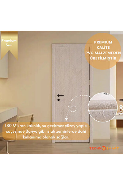 TechnoSmart 60×300cm Kendinden Yapışkanlı Balıksırtı Desenli Premium Duvar Kağıdı Masa Dolap Kaplama