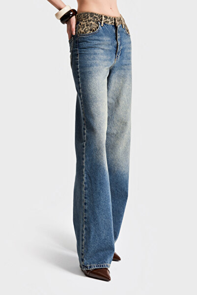 its basic T.Jeans Color 2S5-65 Midrise Wideleg Leopard Print Γυναικείο τζιν