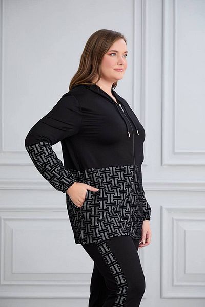 wearon tekstil بدلة نسائية أنيقة كبيرة الحجم من القماش الكريستالي المطبوع