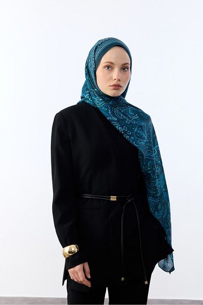 MİRSOY SCARF Σάλι με έθνικ σχέδιο - Μοτίβο τιρκουάζ Mihra