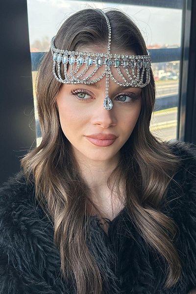 TAKIŞTIR إكسسوار حجري فضي اللون مفصل