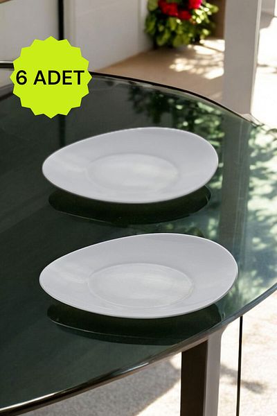 TrendDeco Set of 6 Opal Glass Oval Plates Presenter Set Opal Boat Plates