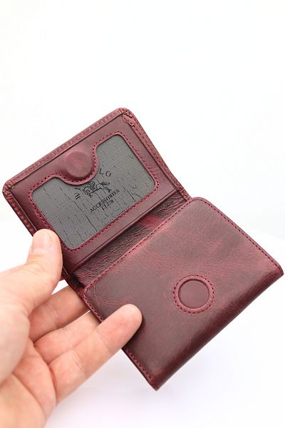 willpolo Genuine Calf Leather Fold Magnet Crazy Burgundy Men's Wallet Women's Wallet
