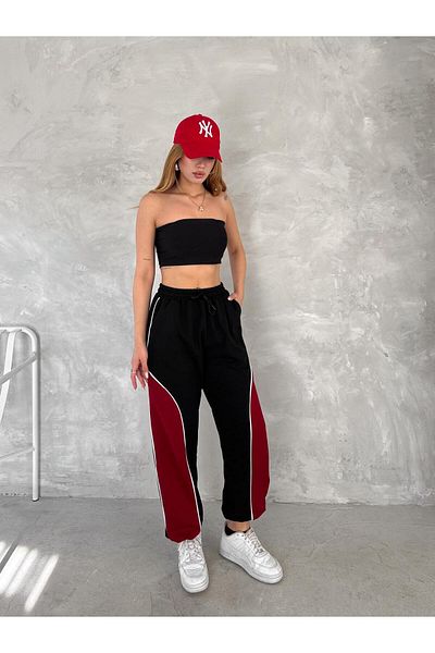 Touz Moda Pantaloni de sport Streetwear, verde și roșu, negru, blocuri