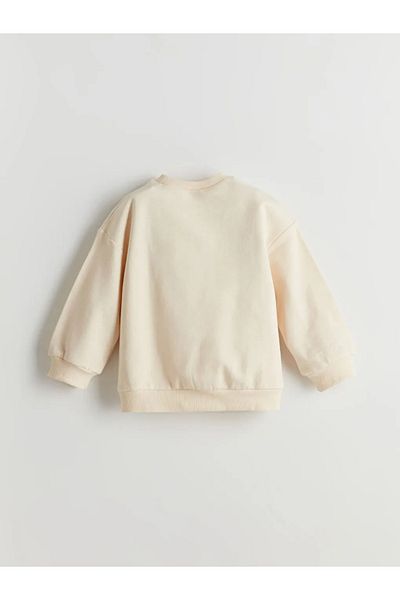 LC Waikiki LCW Kids Beige Crew Neck εμπριμέ για κορίτσια φούτερ