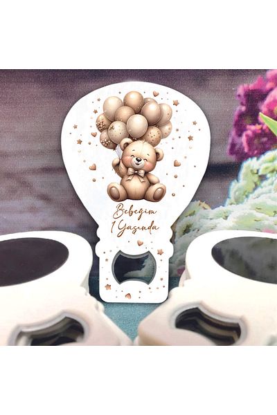 Ege ajans 10 Balloon Opener Magnets (with Card and Gelatin) with Bear Pattern