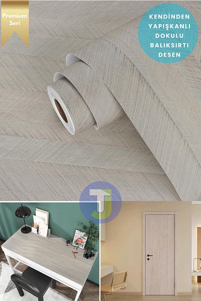 Technojet Acoperire de perete de bucătărie cu model în oase de pește cu textura premium - 60cmX500cm