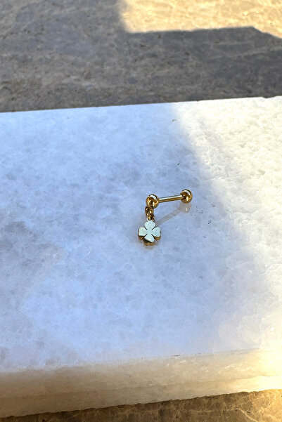 MOONİ ACCESSORİES Piercing Tragus Helix Şans Yonca Sallantılı Tasarım Altın G...