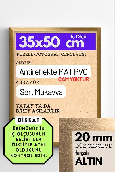CreaWitch 20mm- 35X50 cm Transparent Matte Pvc Glassless Photo 500 Pieces Puzzle Document Frame Horizontal Vertical 20Pcs