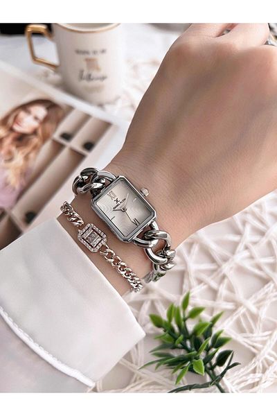 Daniel Klein 30 Mt Water Resistant Women's Wrist Watch+Bracelet with Steel Chain Design Band