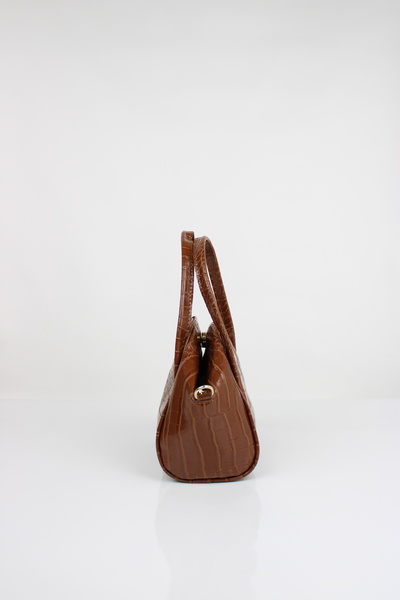 mossi Tan Crocodile Skin Look Black Women's Hand and Shoulder Bag