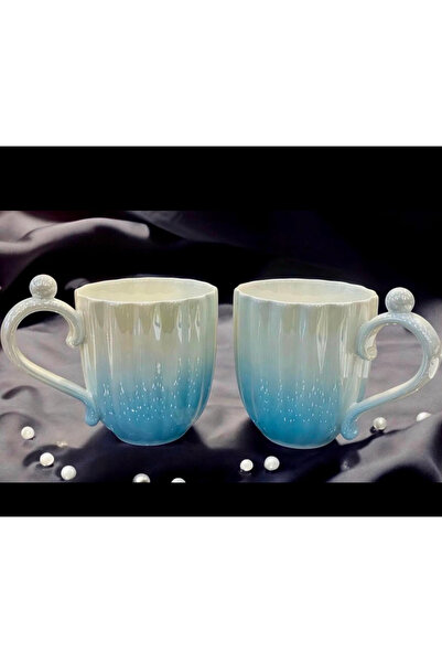 decovien MUBA CONSEPT İNCİLİ PORSELEN 2 Lİ KUPA MAVİ 300 ML