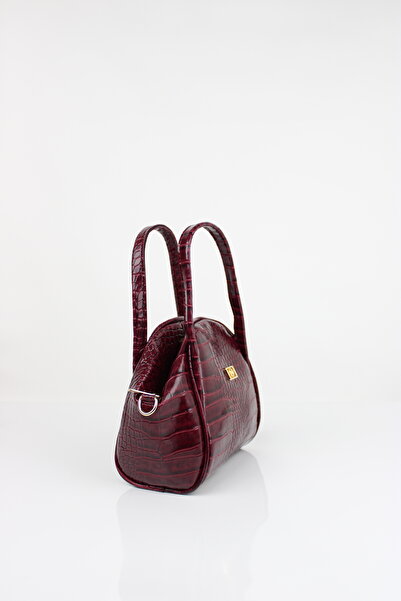 mossi Claret Red Crocodile Skin Look Black Women's Hand and Shoulder Bag