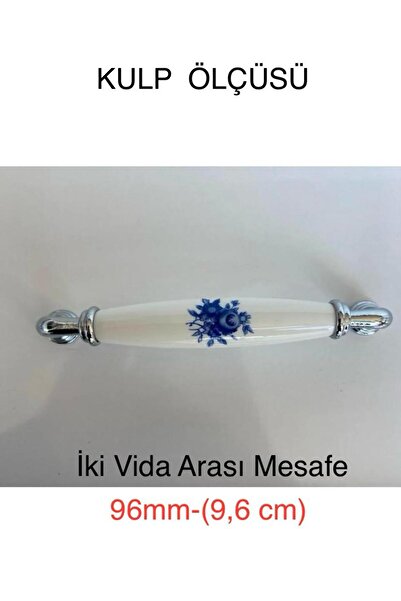 Porcellana Perla (9,6cm)-Porcelain Cover Cabinet Drawer Kitchen Bathroom Furniture Handle Handle Kulb Kulb-Yakut96Mm-Stk3348