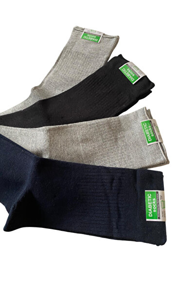 hefox 4 Pairs Men's Bamboo Toe Seamless Elasticless Premium Diabetic Sugar Socks