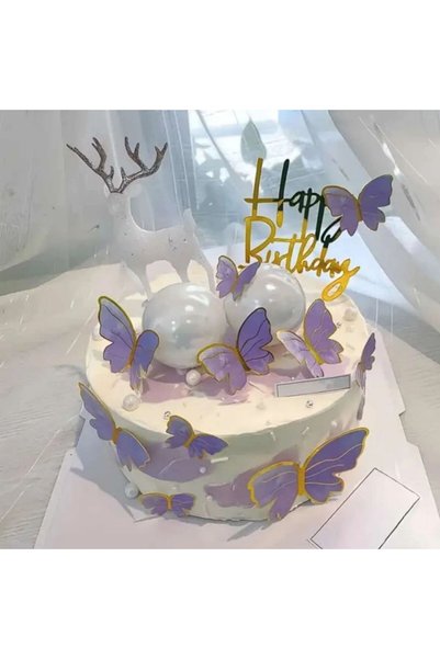 parti sürprizi Blue Gold Leaf Butterfly Cake Decor Ornament 42 Pieces