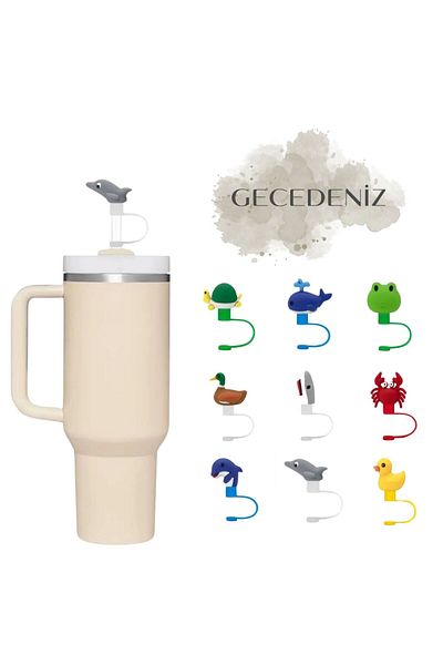 GECEDENİZ Straw Stopper Thermos Sea Fish Three Dimensional