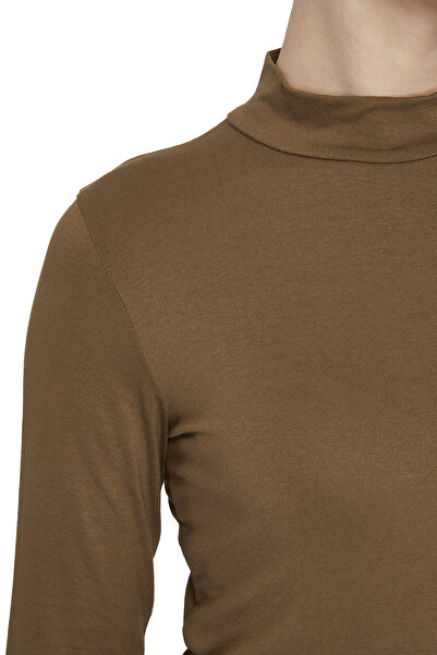 Altobeh Women's Organic Long Sleeve Turtleneck Body - Light Chocolate