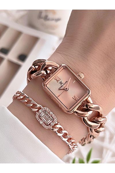 Daniel Klein 30 Mt Water Resistant Steel Chain Design Women's Wrist Watch and Bracelet Set - Z.10044.S5