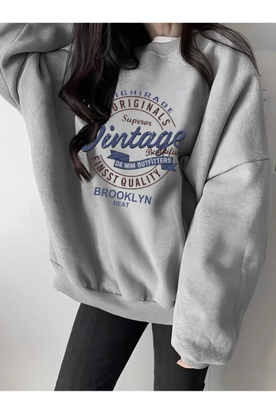 Frisson Vintage Harf cu imprimeu Hanorac de damă confortabil cu mânecă lungă