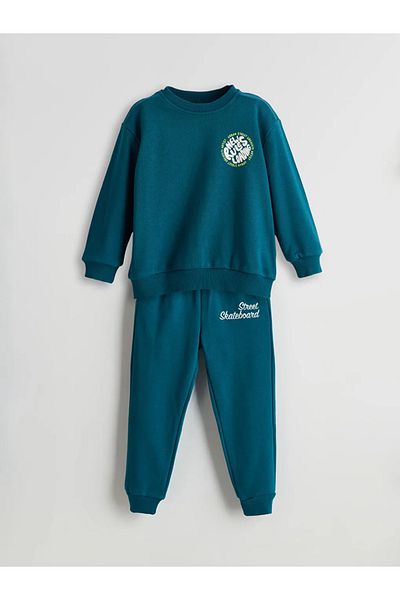 LC Waikiki Lcw Kids Petrol Crew Neck Boys Sweatshirt and Sweatpants Bottom 2 Pcs