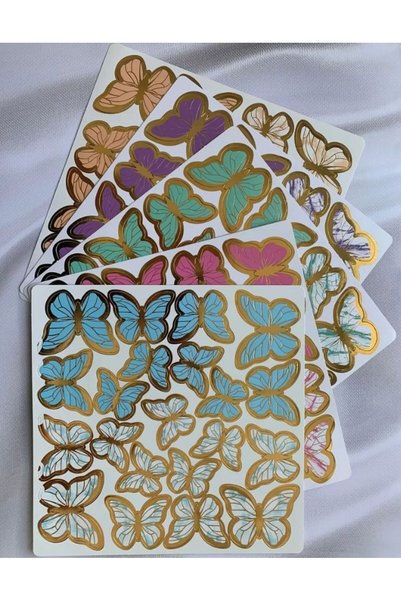 parti sürprizi Blue Gold Leaf Butterfly Cake Decor Ornament 42 Pieces