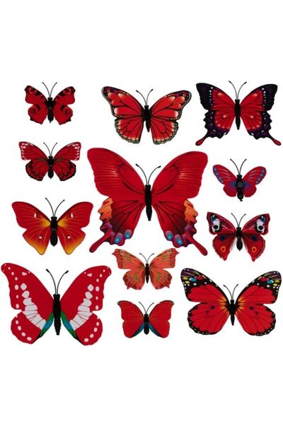 parti sürprizi Decor fluture roșu 12 bucăți - cu magnet ornament și autocolant