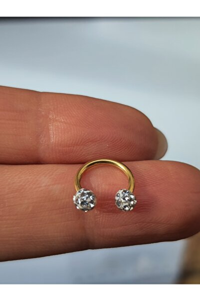 kurukafagift Çelik Yarım Ay Smiley  Taşlı  Helix, Lob, Tragus Kıkırdak  Piercing