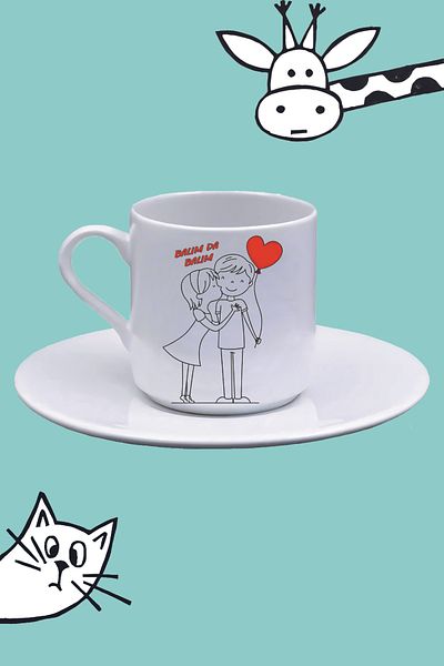 Olympus plus Balim Da Balim Da Canim Da Canim Printed 2-Piece Turkish Coffee Cup