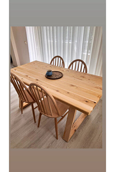 BRK Design Doğal Çam Aağaç Ahşap Ayak Mutfak&Yemek Masası 140x80